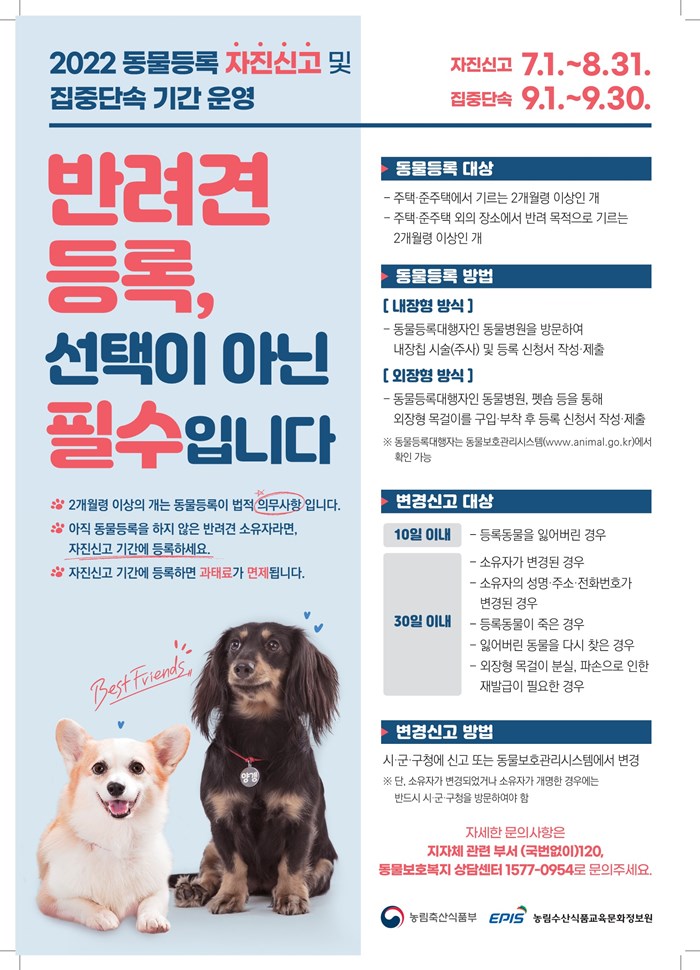 1.동물등록 자진 신고기간 운영